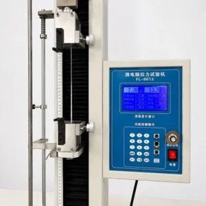 Testing raw high tenacity polyester yarn tensile strength on electronic machine for composite strap
