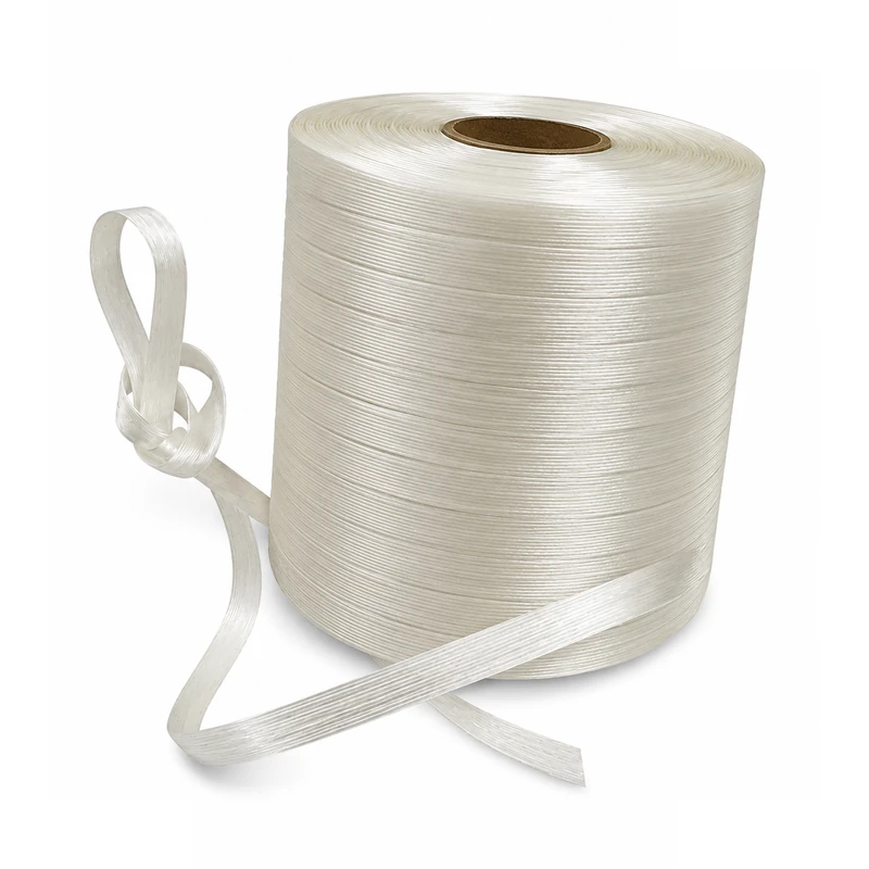 Flexible 13mm hot melt polyester strapping band roll for pallet packaging