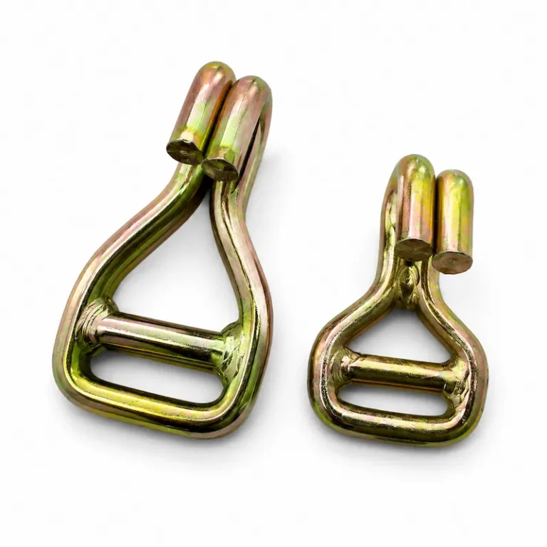 35mm and 50mm double J lashing hooks for polyester woven lashing systems and cargo securing applications