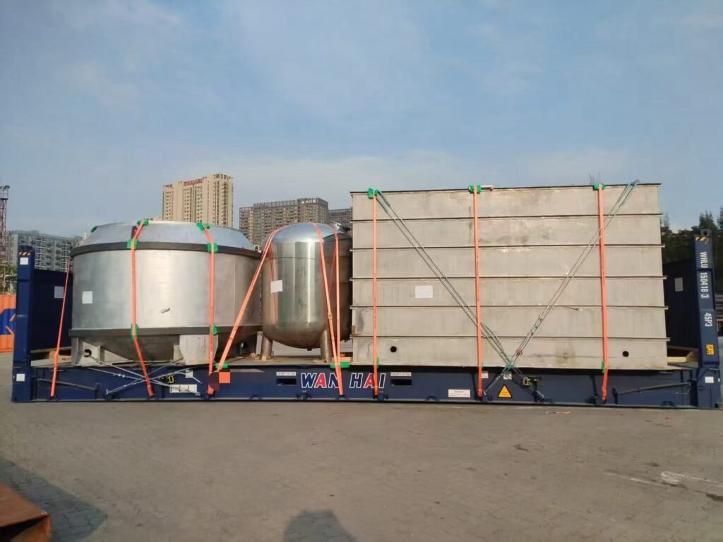 Industrial Equipment Secured with Polyester Woven Lashing on Flatbed Trailer