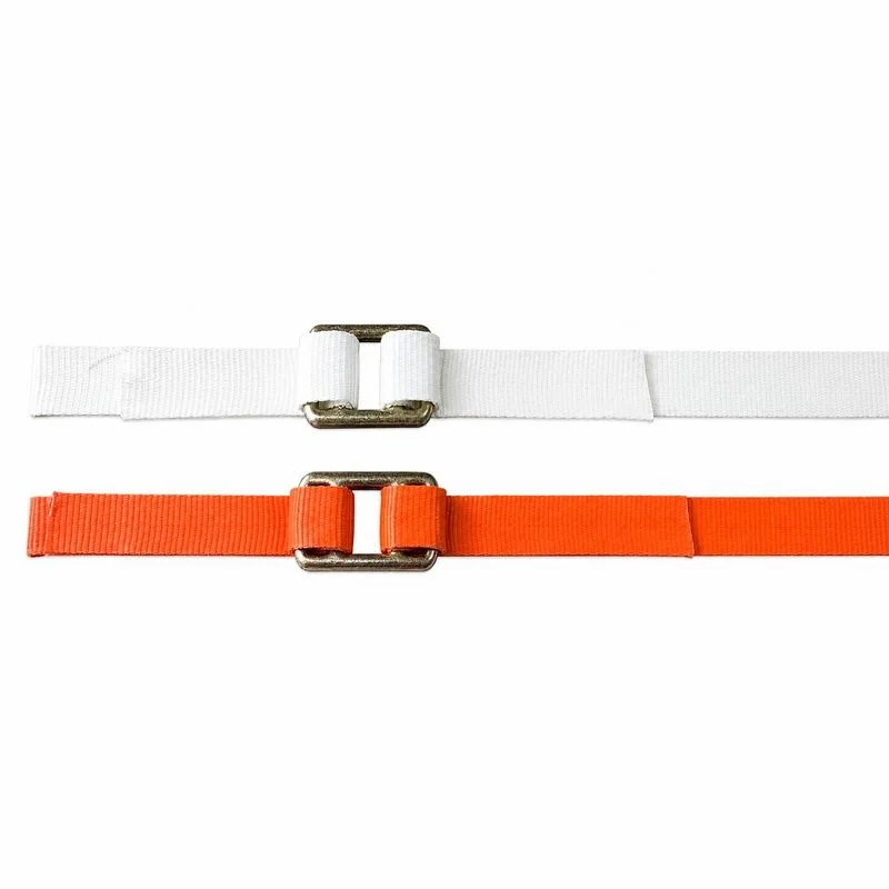 Polyester woven lashing strap with forged buckle system for container cargo securing and heavy load transportation