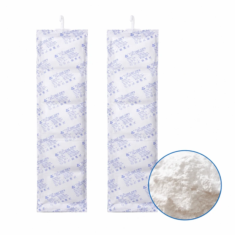 Container desiccant bags with moisture absorbing material for preventing cargo moisture damage during shipping