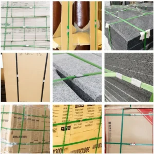 Heavy-duty steel strap seals applied for securing stone slabs, tiles, and paper cartons on pallets.