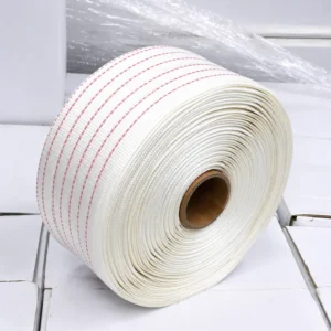 High strength polyester woven strapping roll for heavy duty cargo securing applications