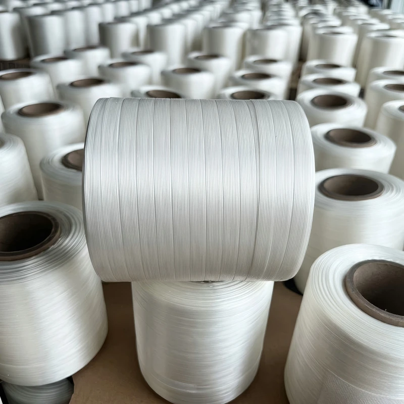 Bulk 19mm heavy duty polyester strapping rolls stored in factory warehouse