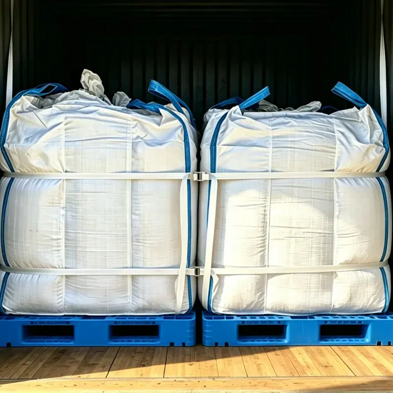 Polyester container lashing system securing jumbo bags for safe cargo transportation