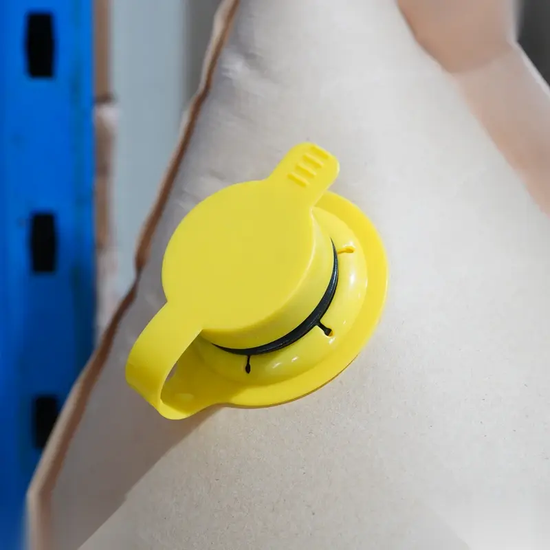 PP laminated dunnage air bag with sealed valve for container cargo securing applications.
