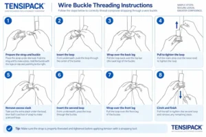 How to use composite strapping with a wire buckle step by step